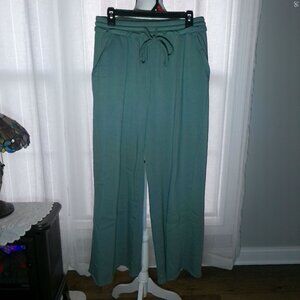ZENANA Elastic Waist Wide Leg Ash Jade Pants L